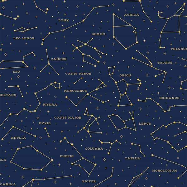 papier cadeau constellations bleu nuit