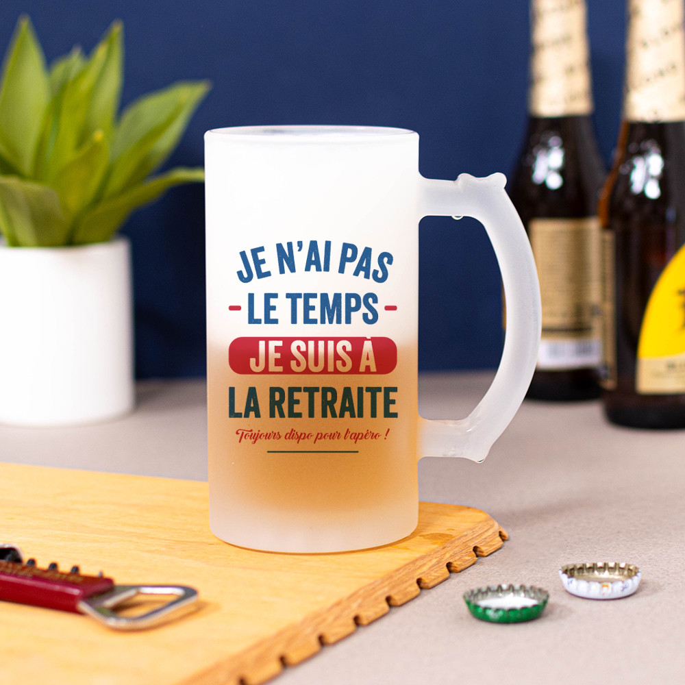 Chope à bière personnalisée pour départ en retraite