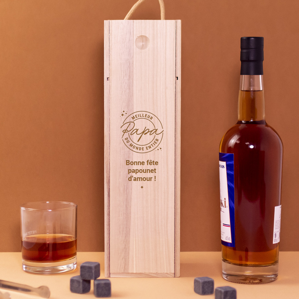 Coffret bouteille de whisky personnalisé meilleur papa