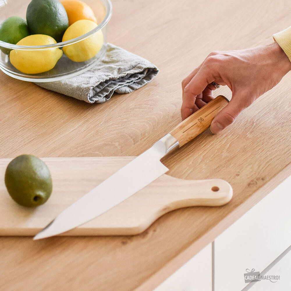 Couteau de cuisine gravé avec initiales cadeau cuisinier