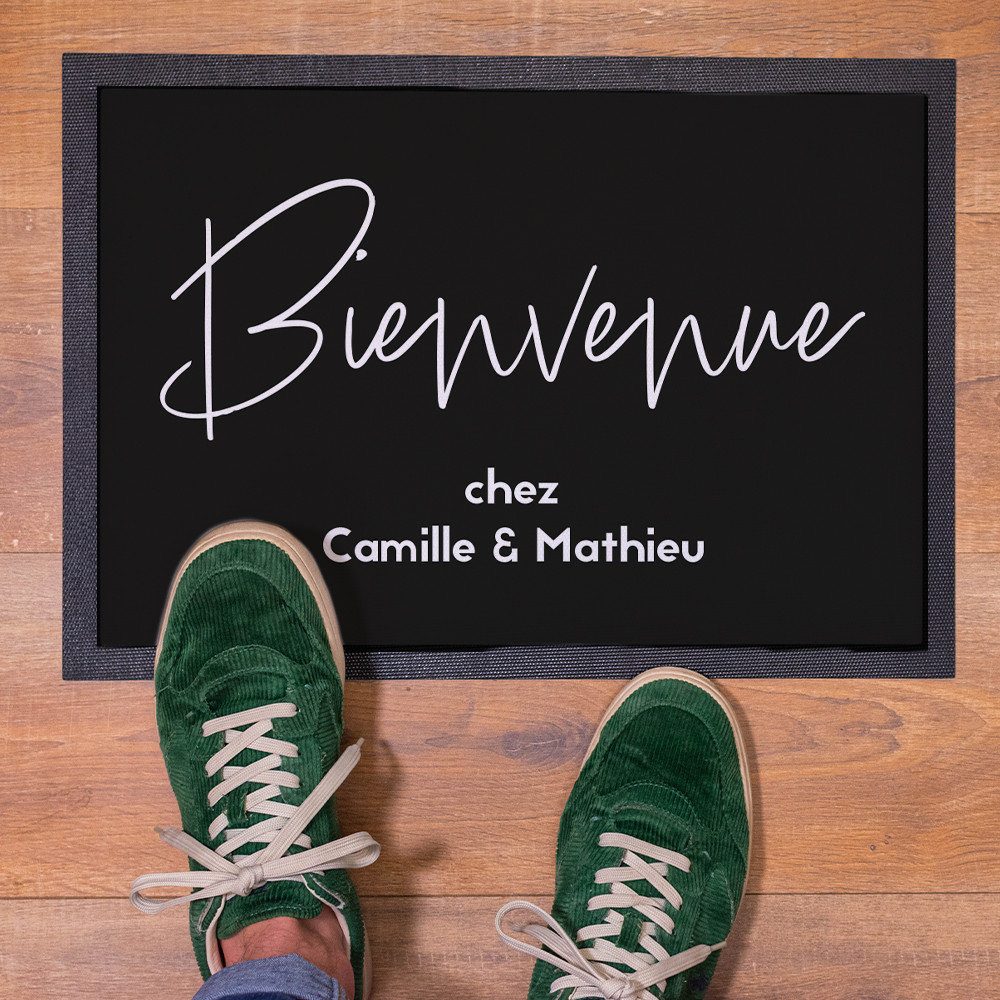 Paillasson bienvenue personnalisé avec noms de famille