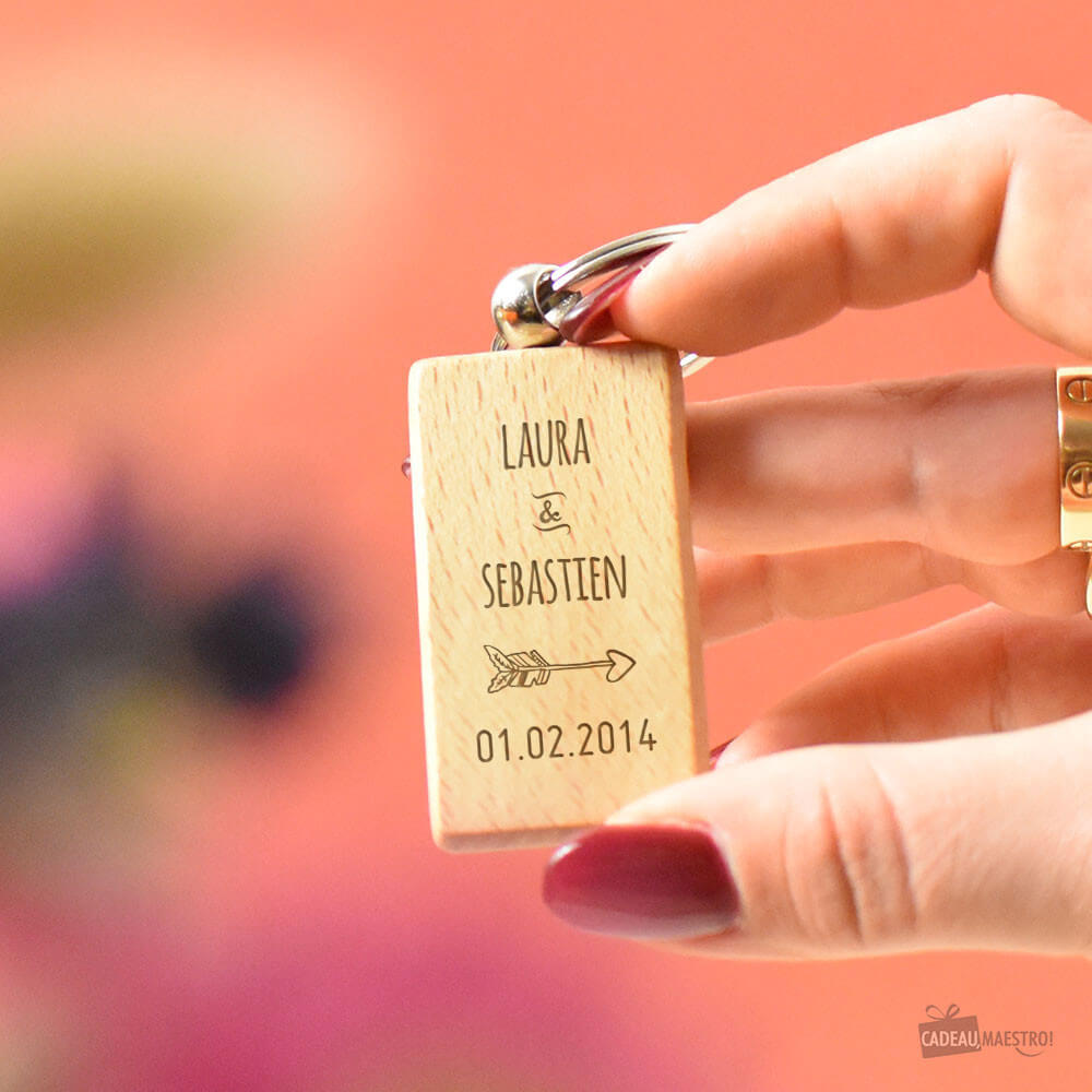 Porte-clés couple personnalisé gravé avec prénoms