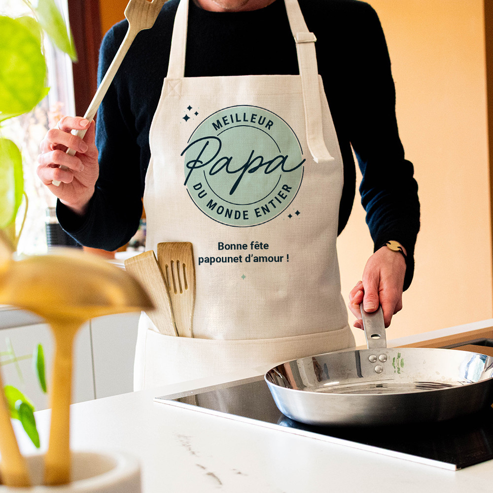 Tablier de cuisine personnalisé meilleur papa brodé
